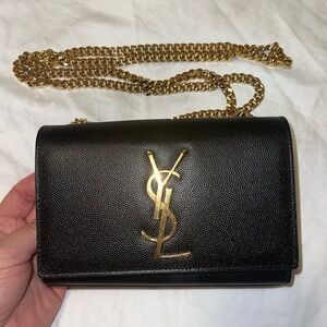 SOLD Saint Laurent Kate Small Black Pebbled Leather with Gold hardware